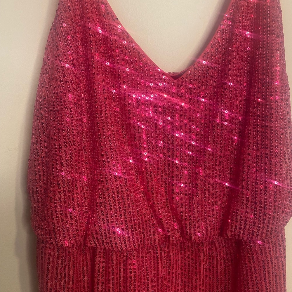 Double Crazy Pink Sequence Romper 1XL - Picture 2 of 4
